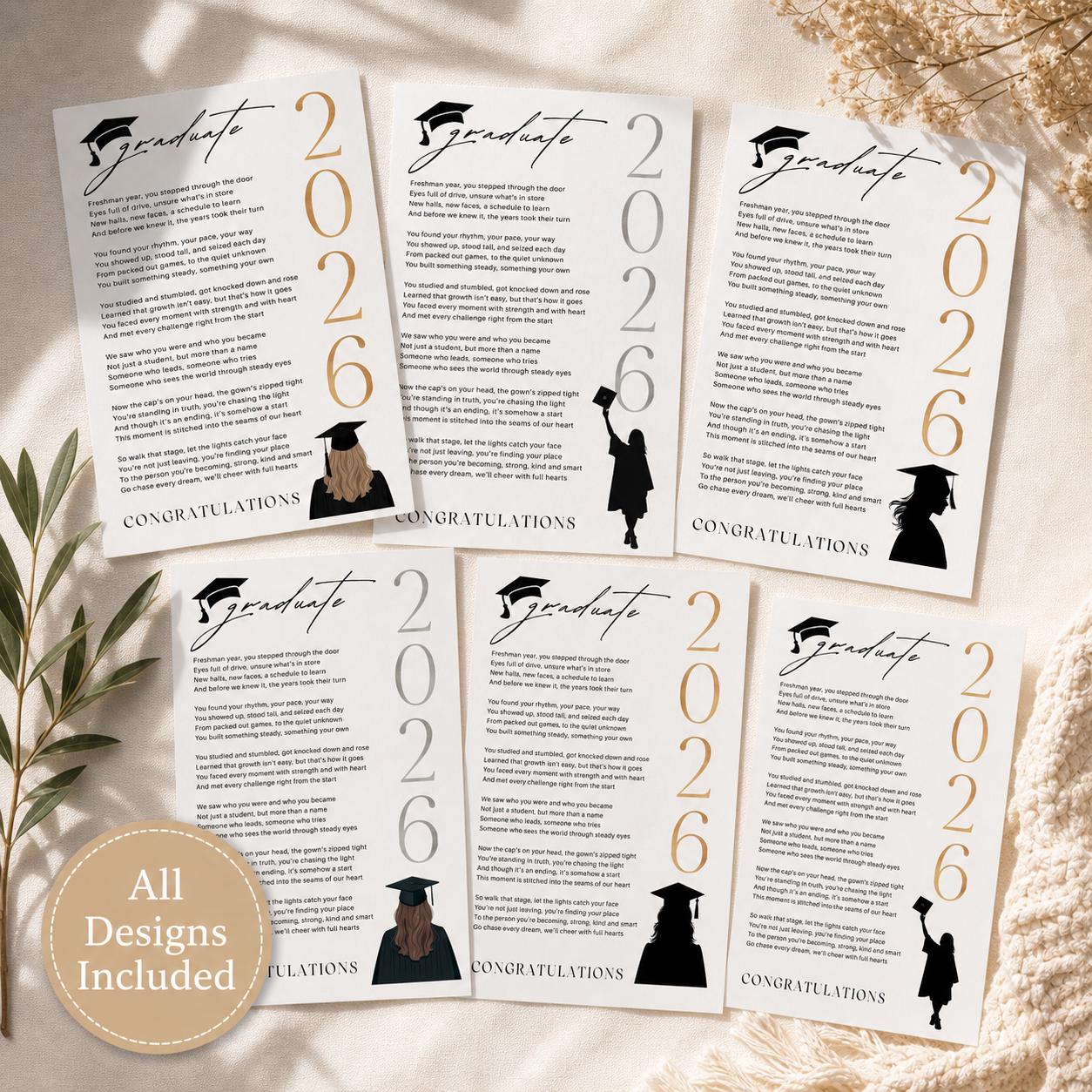 Graduation Gift Card Idea Sentimental High School Graduate Poem Keepsake Idea Class of 2027 Printable Present Grad Gift for Her PDF Download