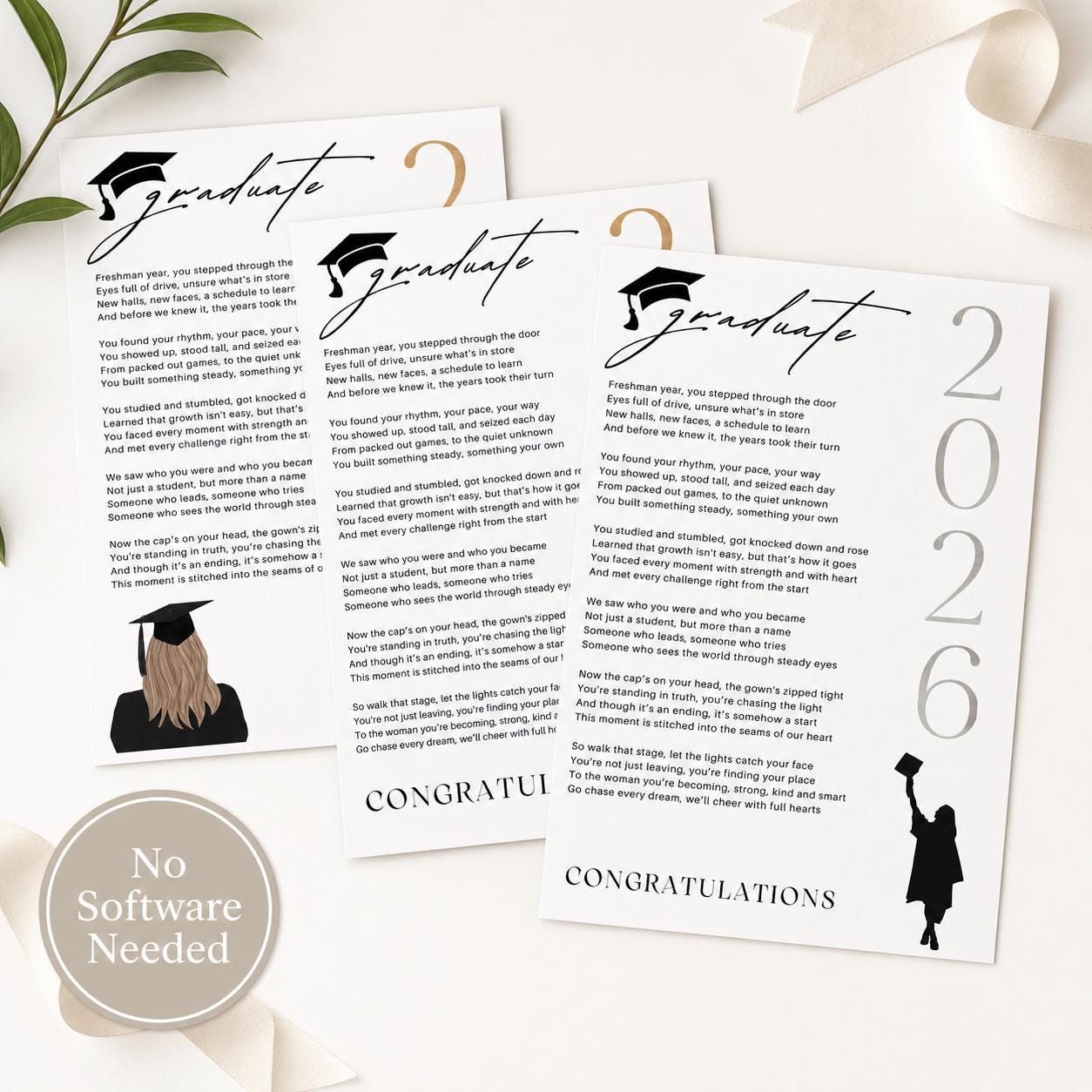 Graduation Gift Card Idea Sentimental High School Graduate Poem Keepsake Idea Class of 2027 Printable Present Grad Gift for Her PDF Download