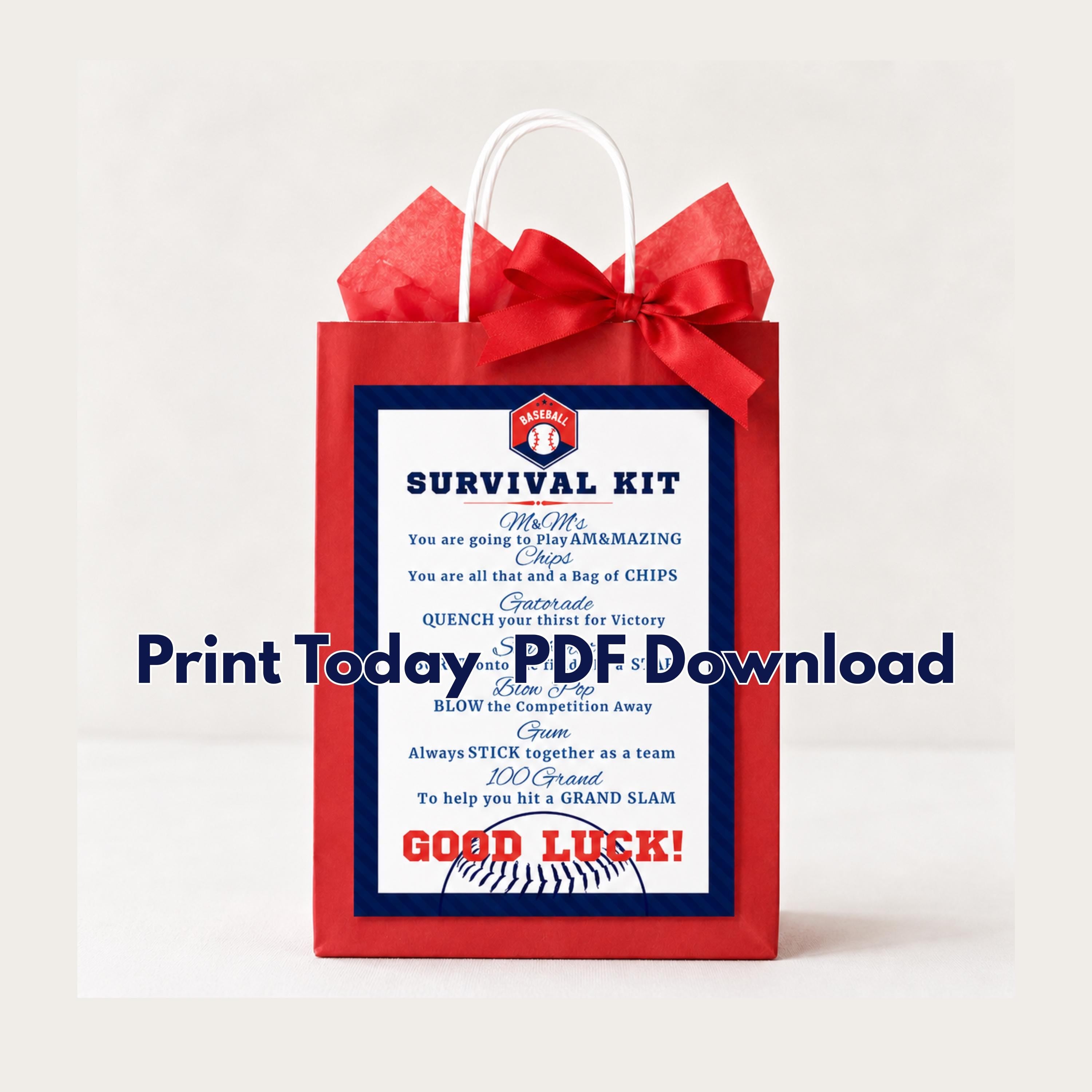 Baseball Coach Survival Kit Printable Gift Tag Digital Download Baseball Team Gifts Coaches Gift Idea for Tournaments Gift Bag Goodie Bags