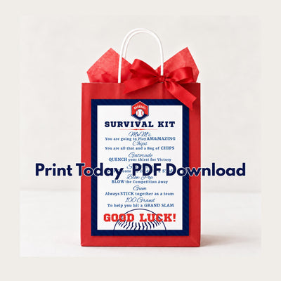 Baseball Coach Survival Kit Printable Gift Tag Digital Download Baseball Team Gifts Coaches Gift Idea for Tournaments Gift Bag Goodie Bags