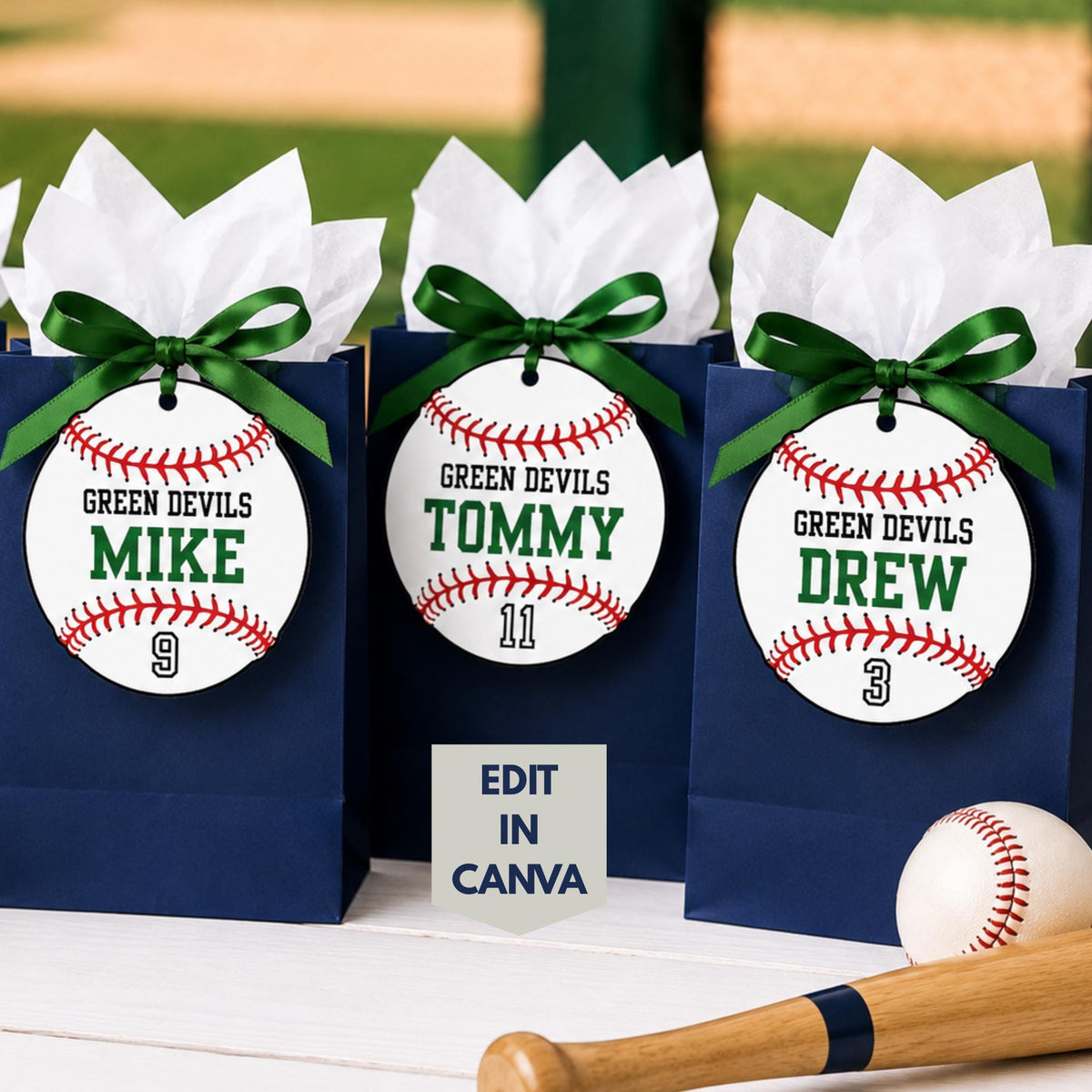 Baseball Name Tag Printable Editable Instant Download 3" Customizable Favor Tags for Birthday DIY Baseball Mom Team Bag Tags Gift Tag Prints