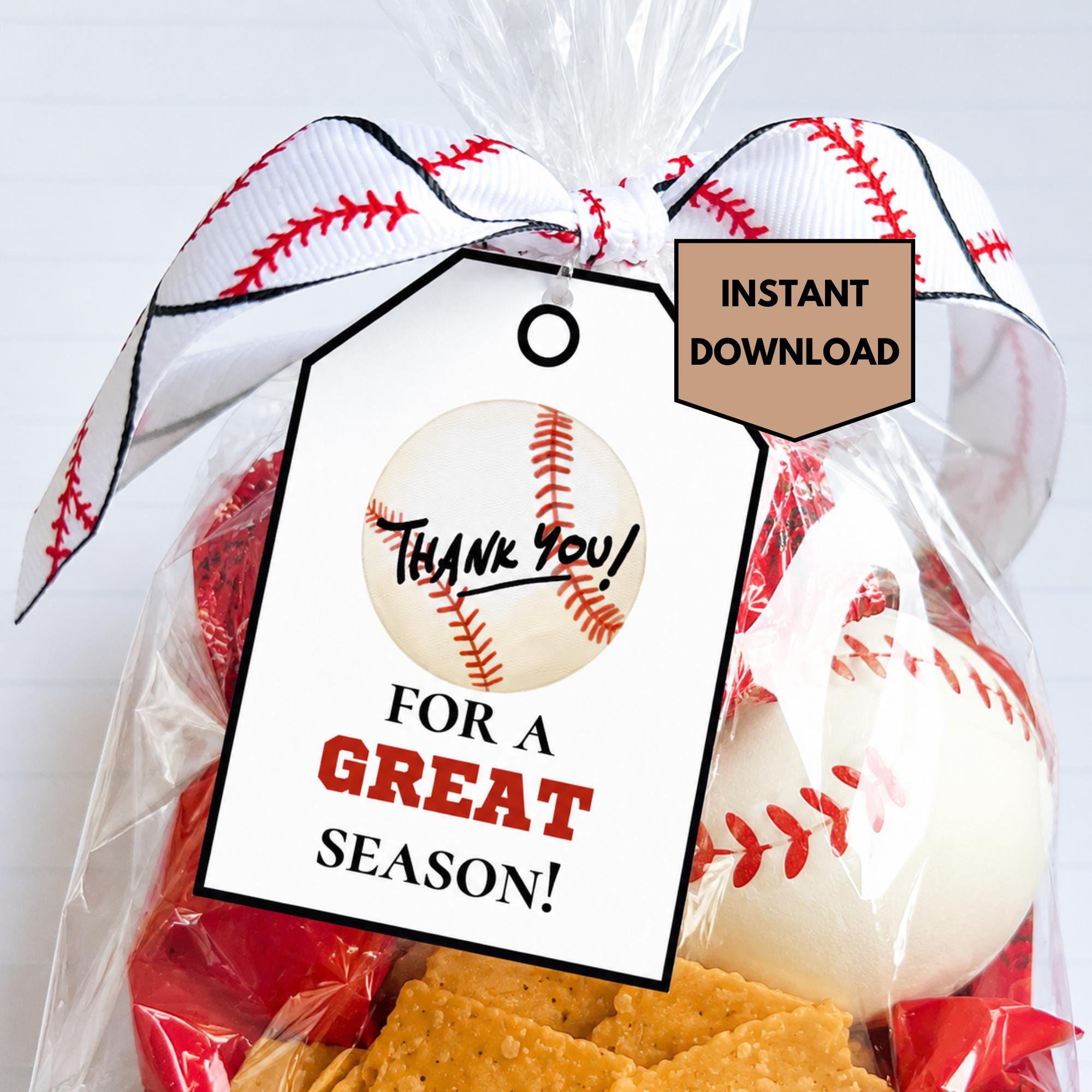 Baseball Thanks For a Great Season Tags End of Season Snacks Team Treat Label Baseball Player Thank You Baseball Favor Tags 3 Sizes
