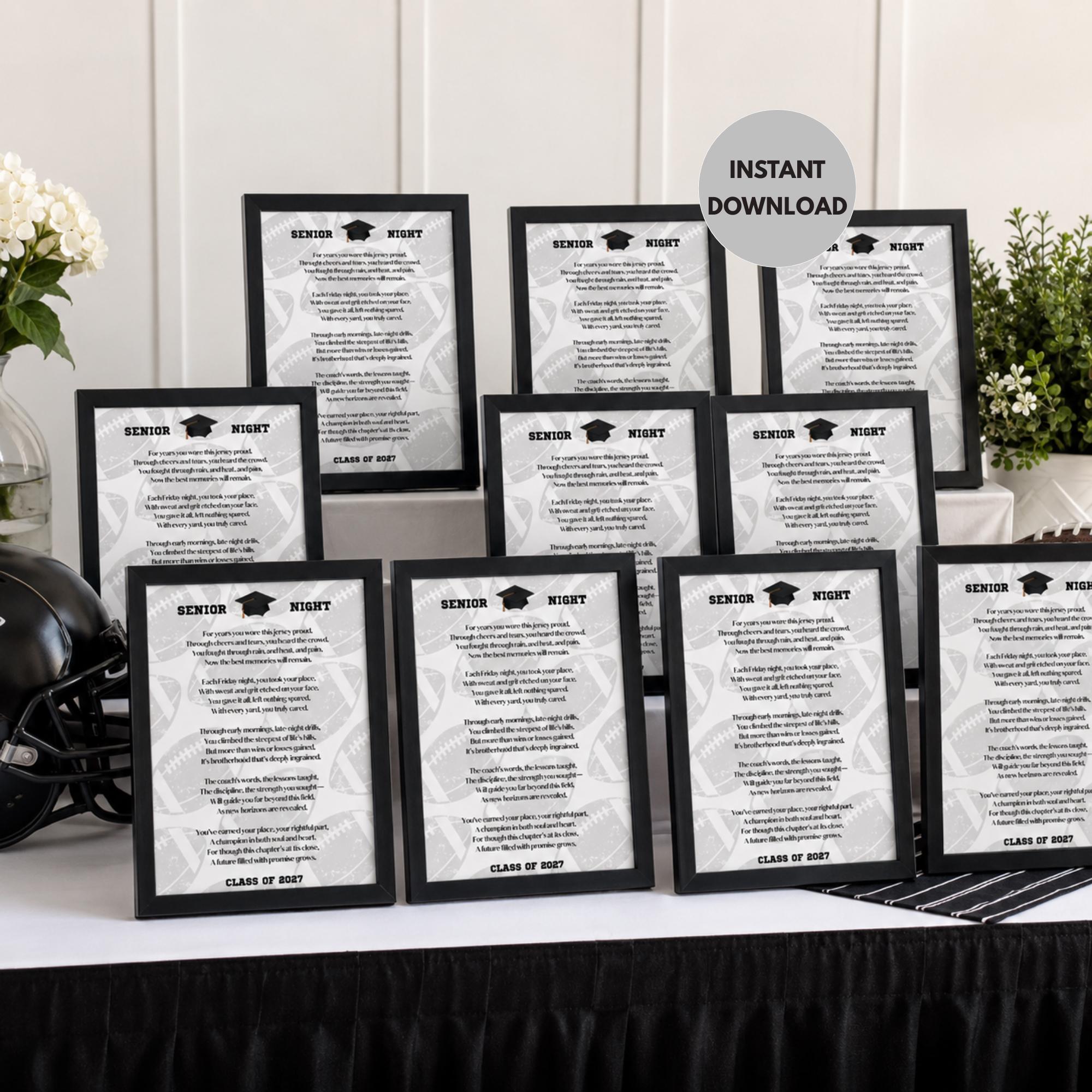 Senior Night Football Gift Senior Football Mom Gift to Son Football Poem Football Banner Graduation Gift Class of 2027 Instant Download PDF