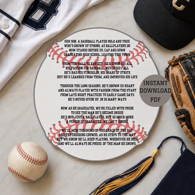 Senior Baseball Graduation Poem Digital Download Class of 2027 Gift Baseball Mom Gift Idea for Son Graduate Senior Night Baseball Team Gifts