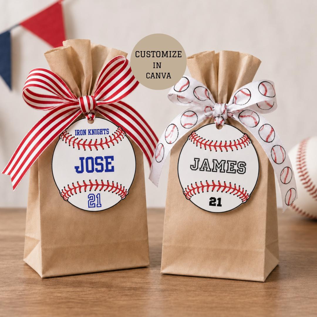 Baseball Custom Tags 5 inch Editable Tags Favor Bag Tags Baseball Team Gifts Tags Baseball Tags Baseball Favor Tags 5" Baseball Name Tag SVG