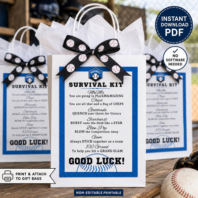 Team Mom Baseball Goodie Bag Tag Player Gift Favor Instant Download Baseball Survival Kit Gift Tag Printable Bball Tournament Treat Bag Idea