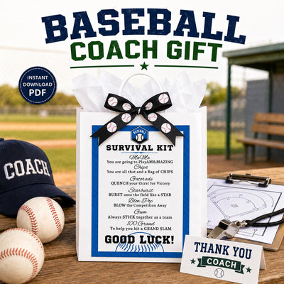 Baseball Coach Survival Kit Printable Gift Tag Digital Download Baseball Team Gifts Coaches Gift Idea for Tournaments Gift Bag Goodie Bags