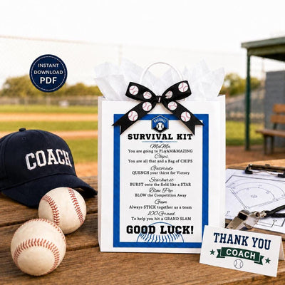Baseball Coach Survival Kit Printable Gift Tag Digital Download Baseball Team Gifts Coaches Gift Idea for Tournaments Gift Bag Goodie Bags