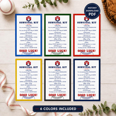 Baseball Survival Kit Baseball Team Gifts Survival Kits Team Survival Kit Digital Favors for Tournaments Gift Tag INSTANT DOWNLOAD