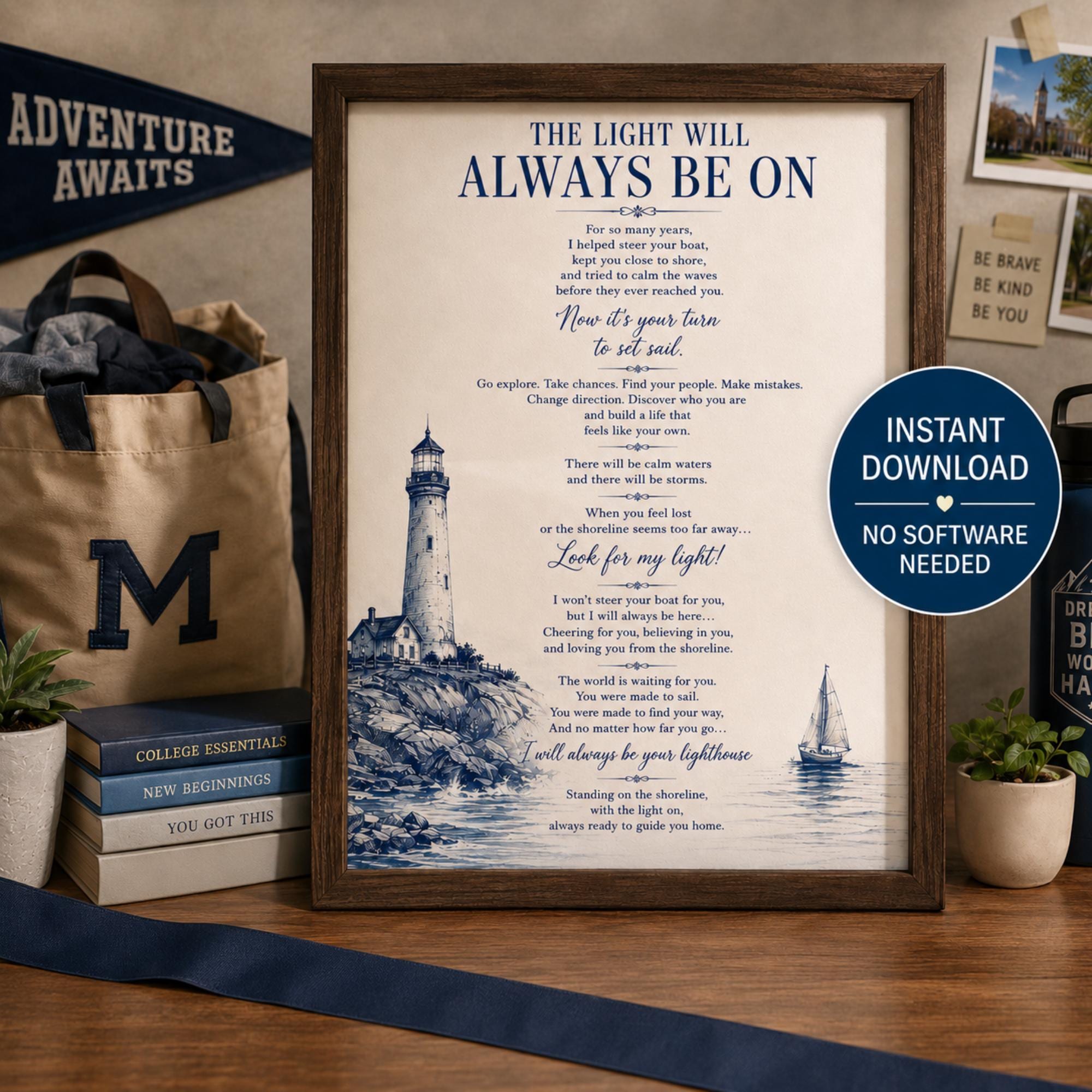 Going Off to College Poem Gift From Parents College Freshman College Bound Encouragement Keepsake New Beginnings Printable Digital Download