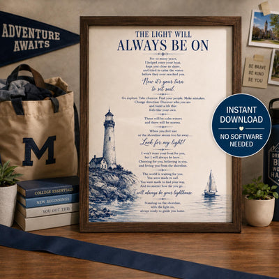 College Drop Off Poem Leaving for College Gift Going Away Gift Son Daughter Freshman Send Off Gift Leaving Home Printable Digital Download