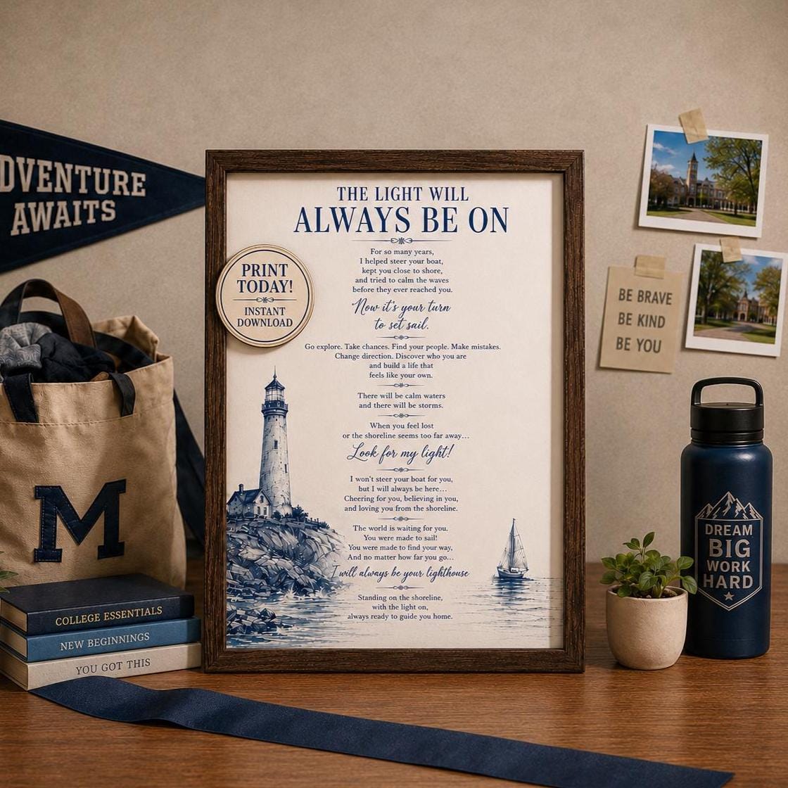 Going Away to College Gift from Mom College Drop Off Poem for Daughter Print Leaving Home Daughter Letter to Daughter from Mom Moving Away