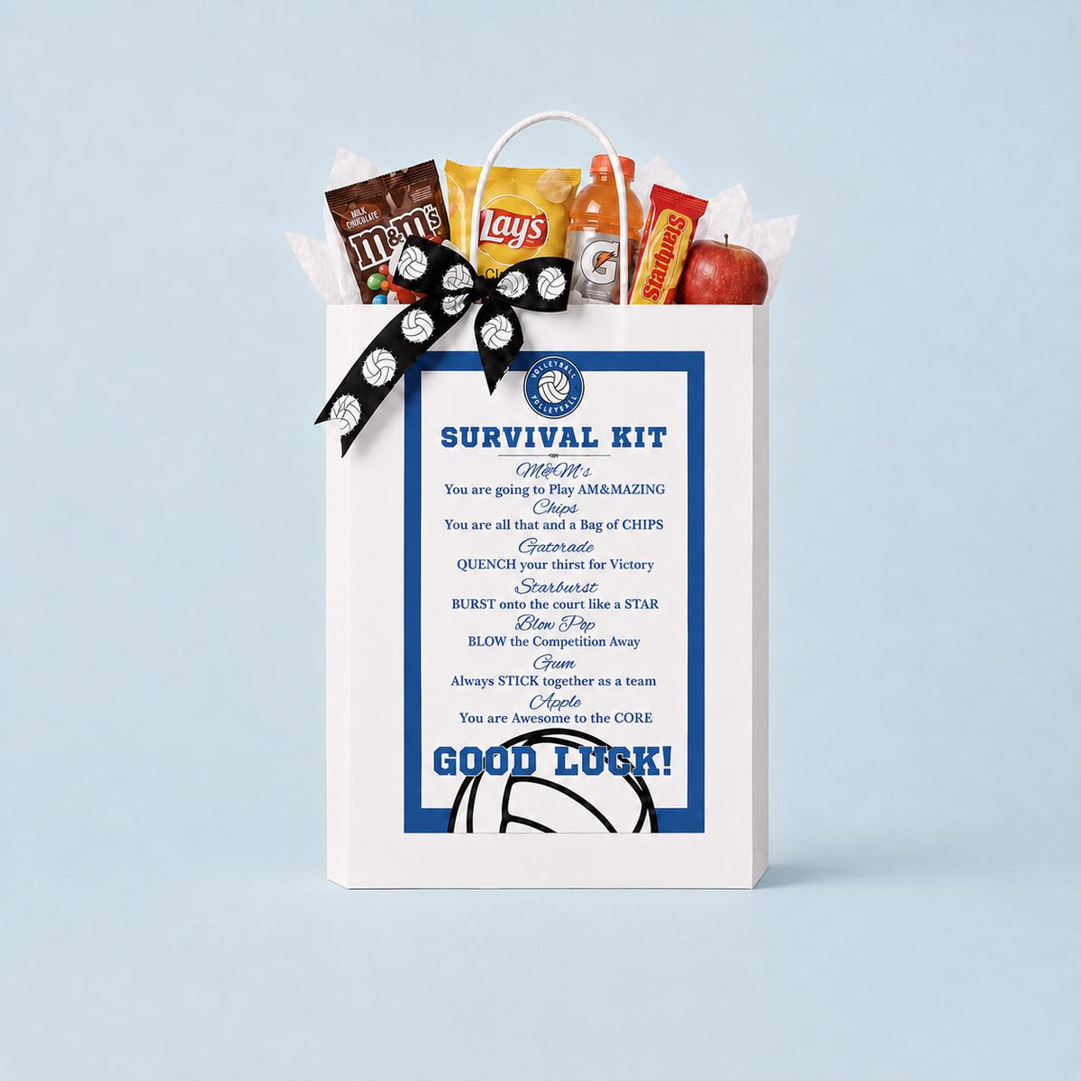 Volleyball Tournament Good Luck Tags Printable Team Treat Bag Favors Game Day Player Gifts Digital PDF