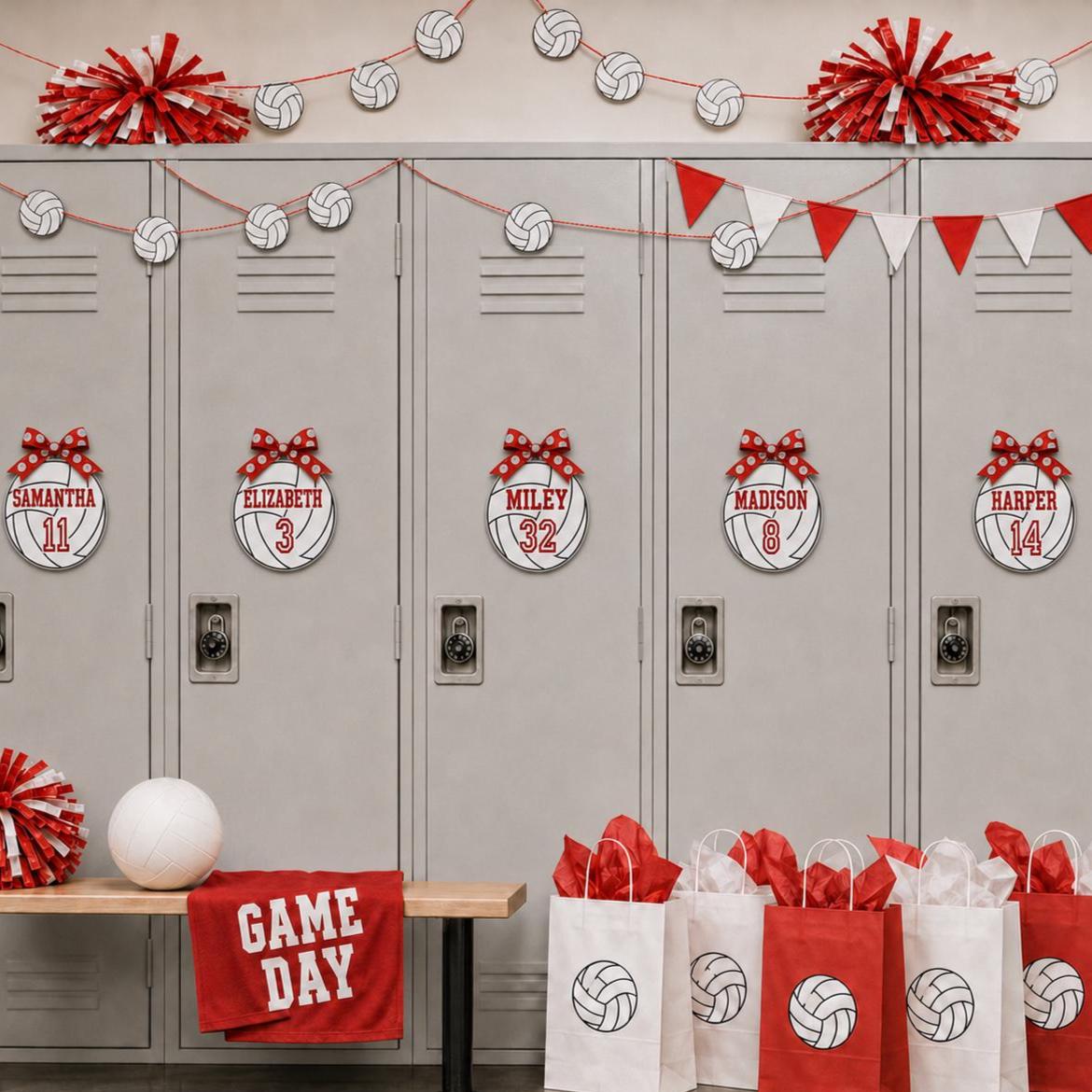 High School Volleyball Locker Sign Editable Canva 5 Inch Player Name Number Team Locker Decoration Printable Template Volleyballs Prints 5"