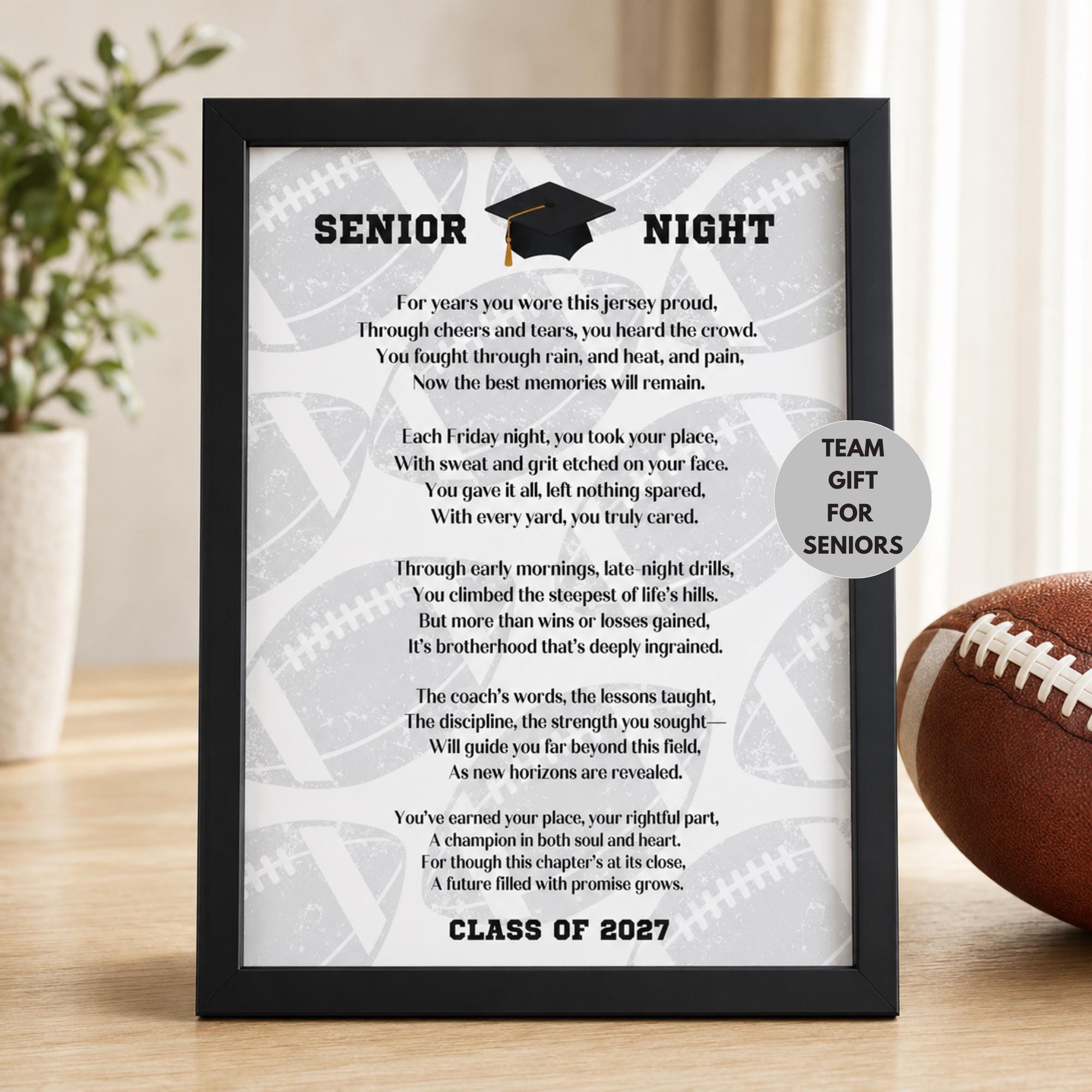 Football Senior Night Senior Football Team Gift Senior Night Football Players Keepsake Class of 2027 Home Game Gift Ideas 17 Printable Poems