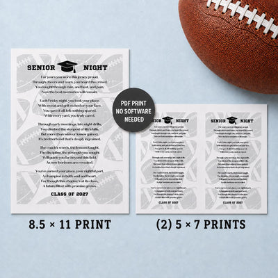Football Senior Gift from Mom and Dad Ready to Print Team Poem Bundle Class of 2027 High School Football Team Keepsakes PDF Instant Download