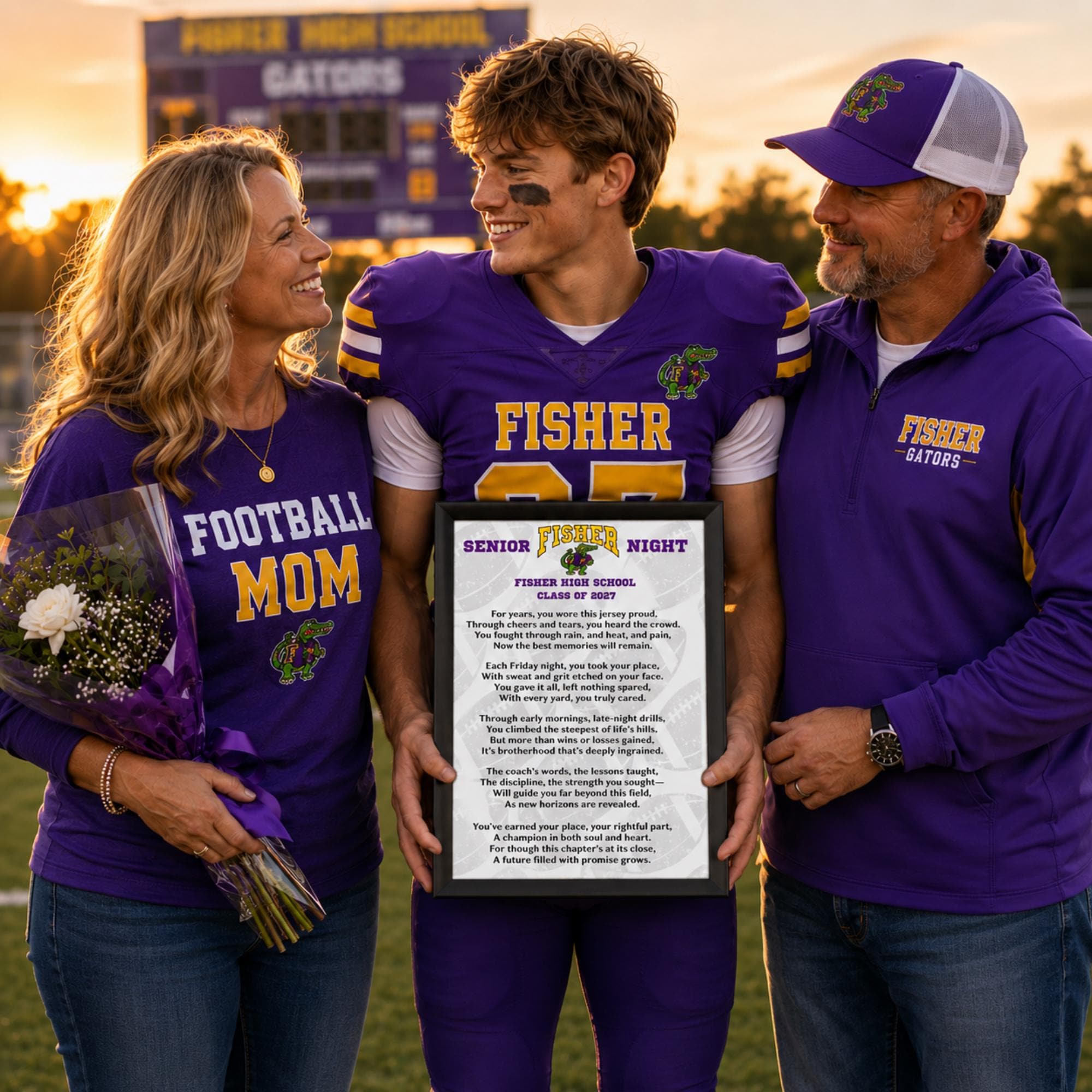 Personalized Football Senior Night Poem Custom School Logo and Team Colors Class of 2027 Football Gift Senior Football Mom Gift to Son