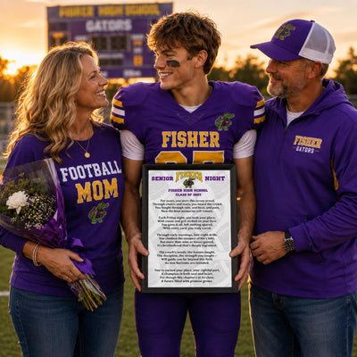 Personalized Football Senior Night Poem Custom School Logo and Team Colors Class of 2027 Football Gift Senior Football Mom Gift to Son