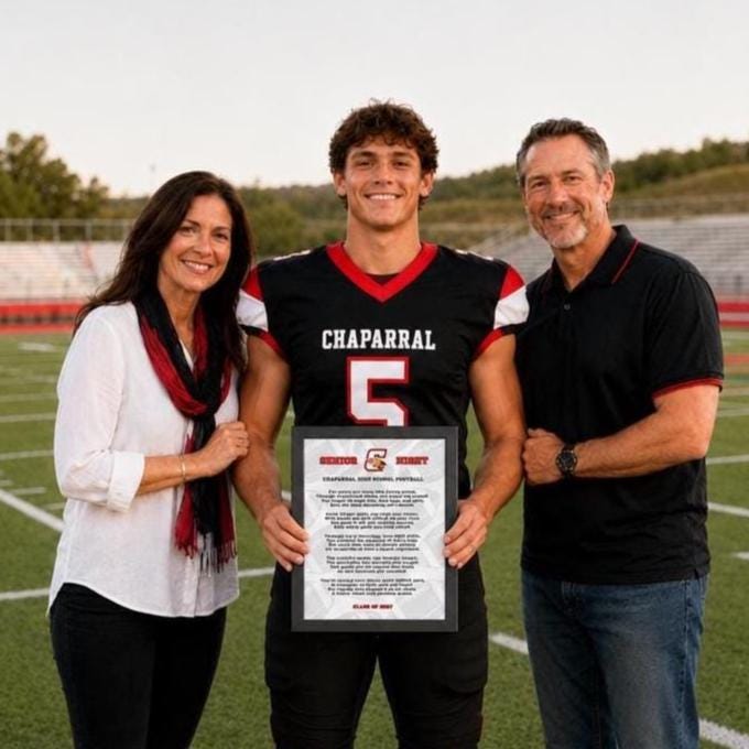 Personalized Football Senior Night Poem Custom School Logo and Team Colors Class of 2027 Football Gift Senior Football Mom Gift to Son