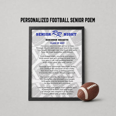 Football Senior Class of 2027 Senior Mom Gift to Son Football Gift PDF Graduation Custom Poem Senior  Personalized with Name and Number