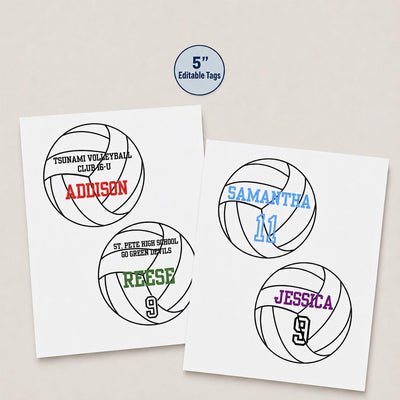 High School Volleyball Locker Sign Editable Canva 5 Inch Player Name Number Team Locker Decoration Printable Template Volleyballs Prints 5"