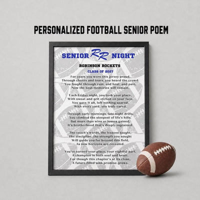 Personalized Football Senior Night Poem Custom School Logo and Team Colors Class of 2027 Football Gift Senior Football Mom Gift to Son