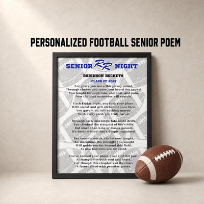 Football Senior Class of 2027 Senior Mom Gift to Son Football Gift PDF Graduation Custom Poem Senior  Personalized with Name and Number