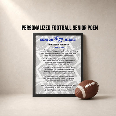 Football Senior Class of 2027 Senior Mom Gift to Son Football Gift SVG Graduation Football Mom Custom Poem Senior Night Personalized Mascot