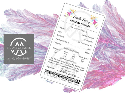 Editable Tooth Fairy Printable Receipt