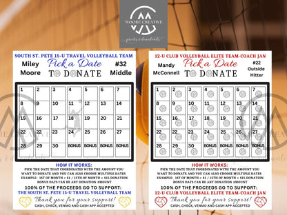 personalized volleyball fundraiser calendars