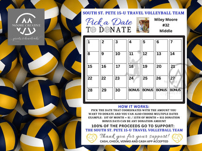 pick a date volleyball calendars to raise money