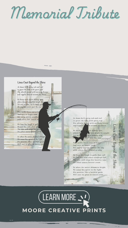 Gone Fishing Poem, Memory Gift for Loss of Fisherman, Death of Grandpa Grandad Dad