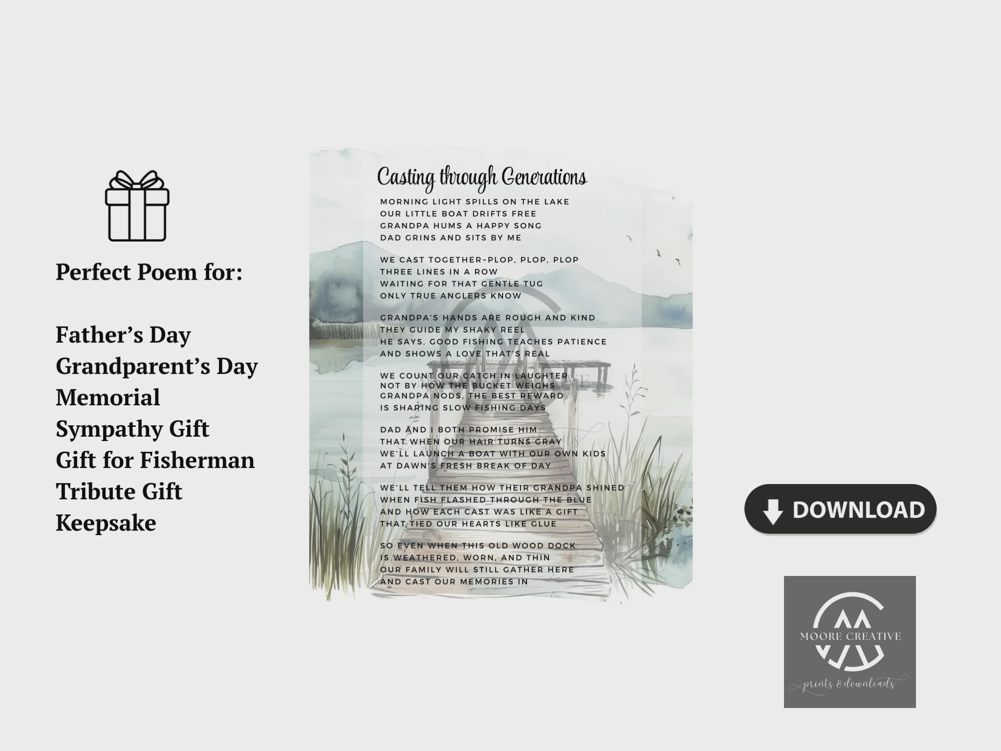 Gone Fishing Poem Printable, Celebration of Life for Fisherman. Remembrance Printable. Funeral Memorial Table Art.