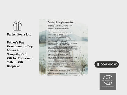 Gone Fishing Poem Printable, Celebration of Life for Fisherman. Remembrance Printable. Funeral Memorial Table Art.