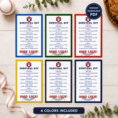 Baseball Survival Kit Baseball Team Gifts Survival Kits Team Survival Kit Digital Gift Bags for Tournaments Gift Tag INSTANT DOWNLOAD