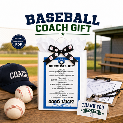 Baseball Survival Kit Baseball Team Gifts Survival Kits Team Survival Kit Digital Gift Bags for Tournaments Gift Tag INSTANT DOWNLOAD