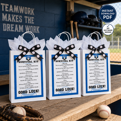 Baseball Survival Kit Baseball Team Gifts Survival Kits Team Survival Kit Digital Gift Bags for Tournaments Gift Tag INSTANT DOWNLOAD