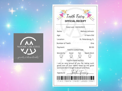 Tooth Fairy Receipt Printable