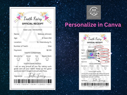 Editable Tooth Fairy Printable Receipt