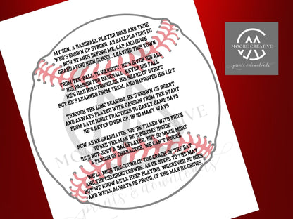 unique baseball gift poem