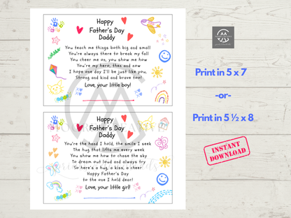 first fathers day diy card poem 