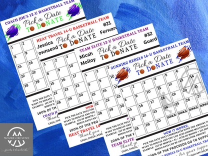 basketball pick a date to donate fundraising