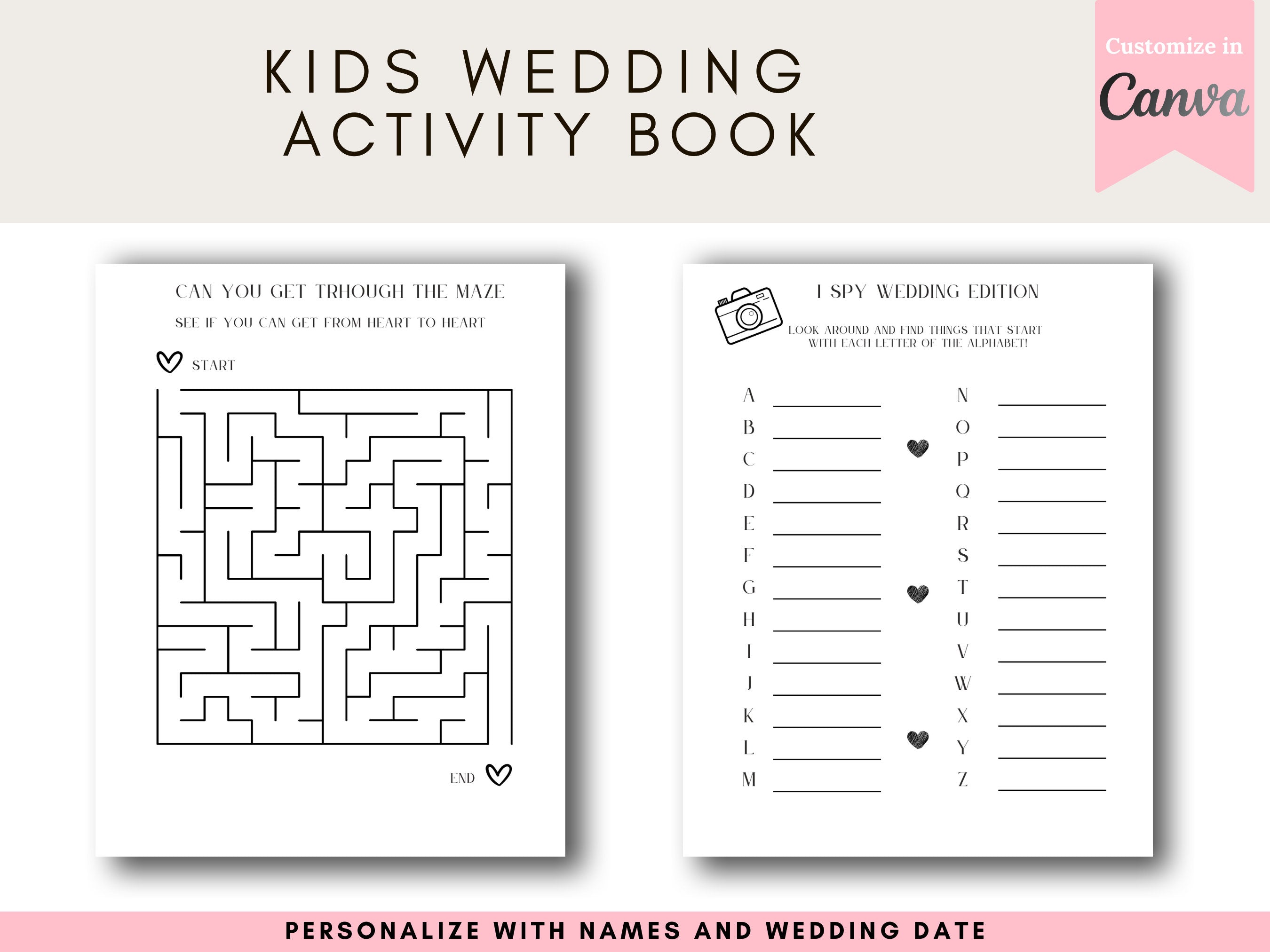 kids activity book wedding chidren