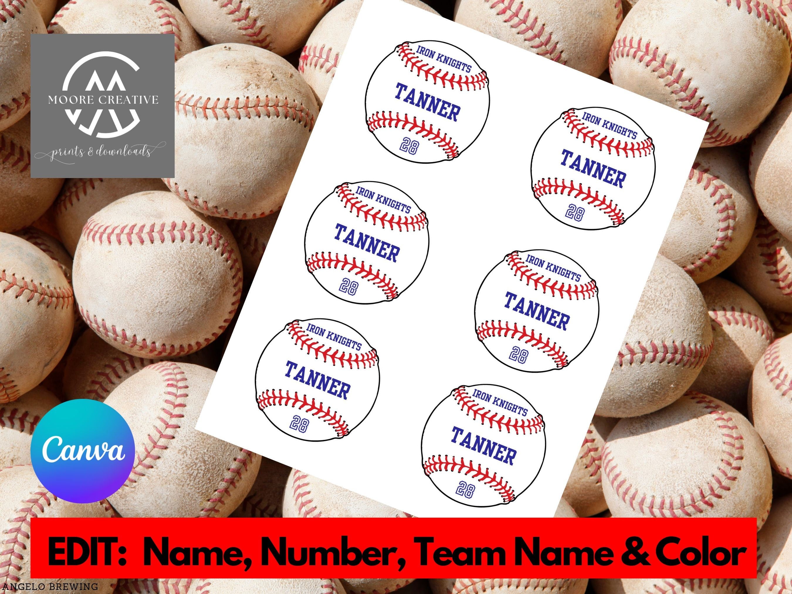 name number printed on baseball print at home