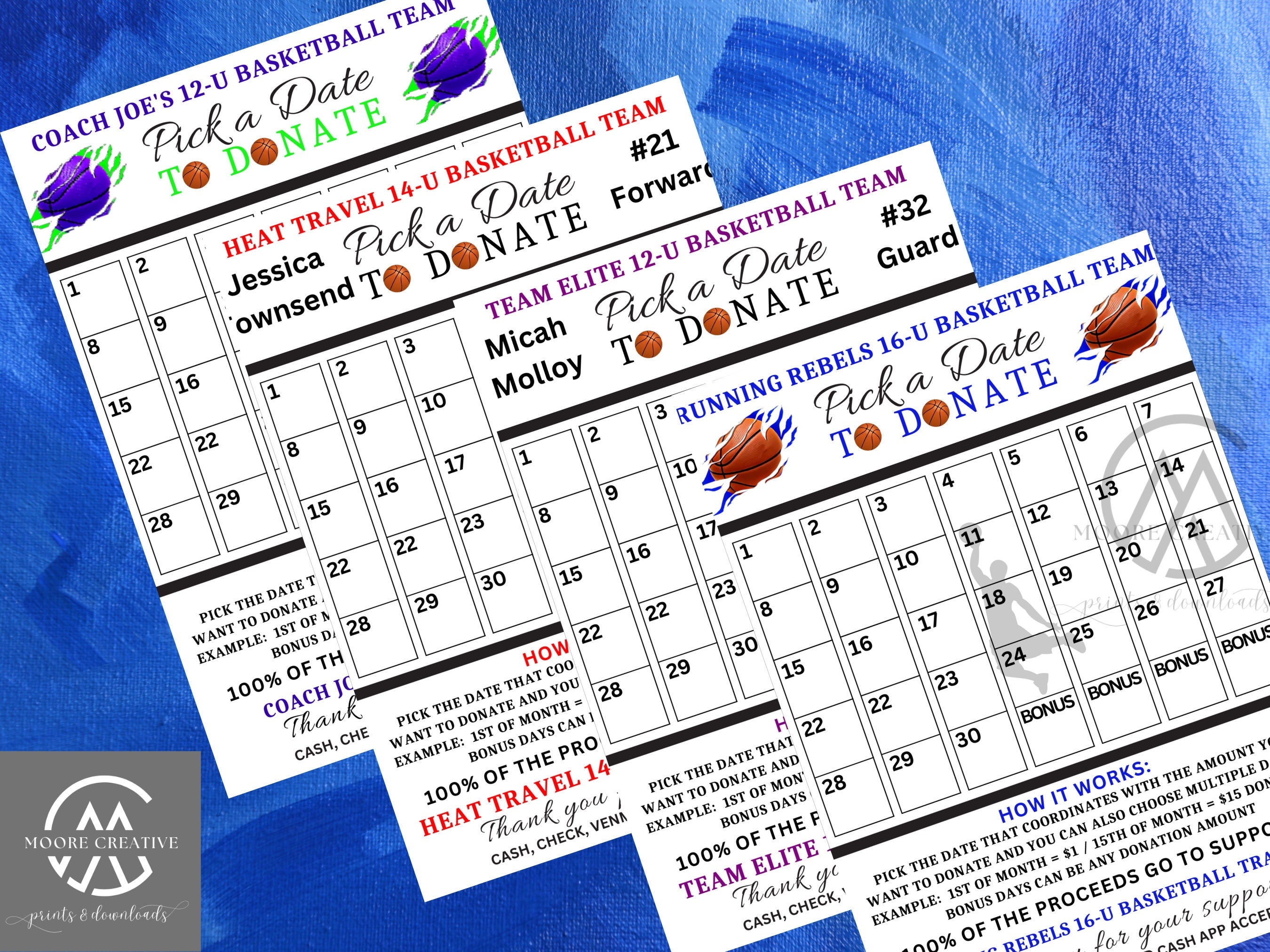 pay the date calendar fundraiser