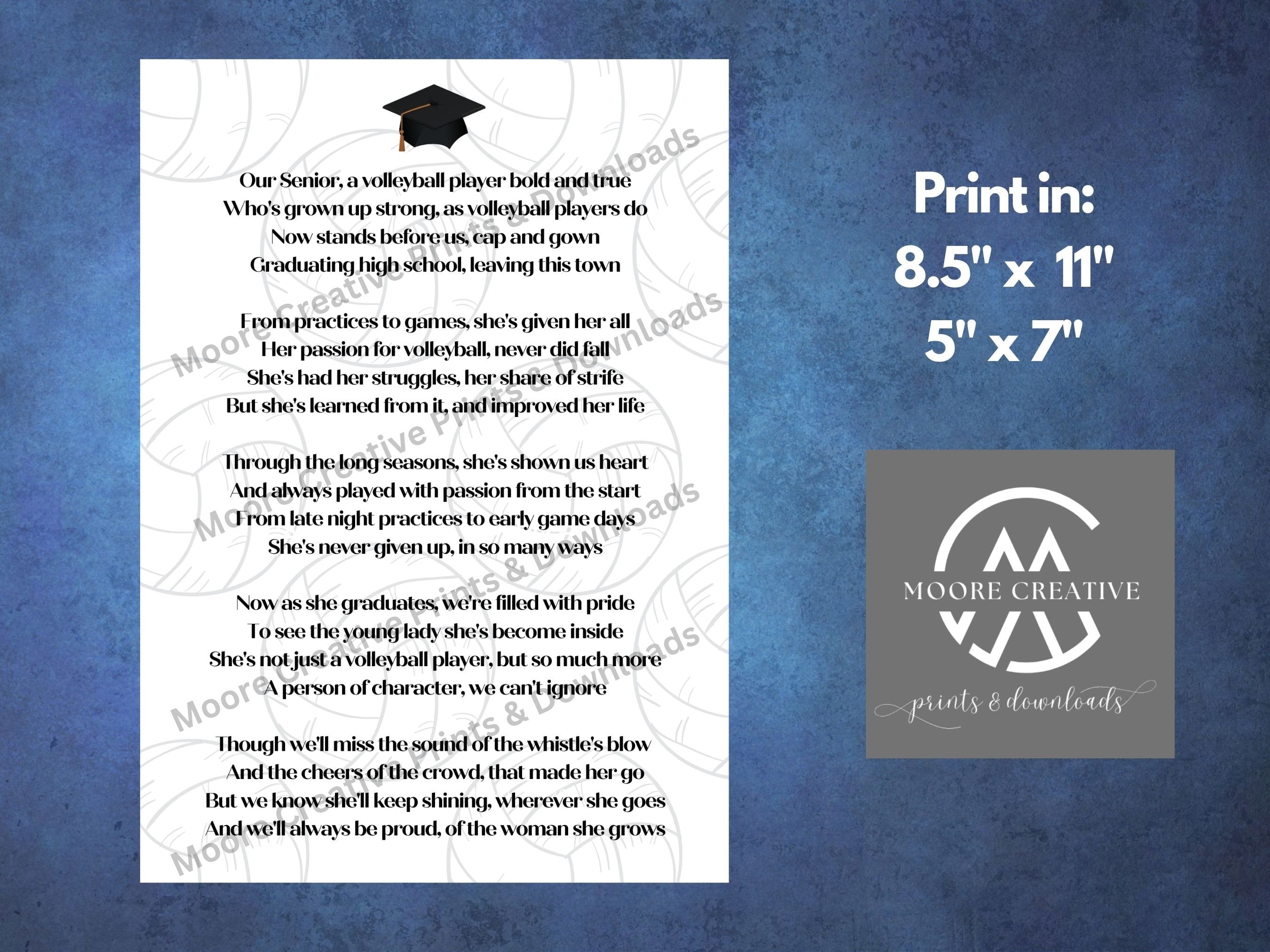 volleyball grad, volleyball print, volleyball gift, volleyball girl poem